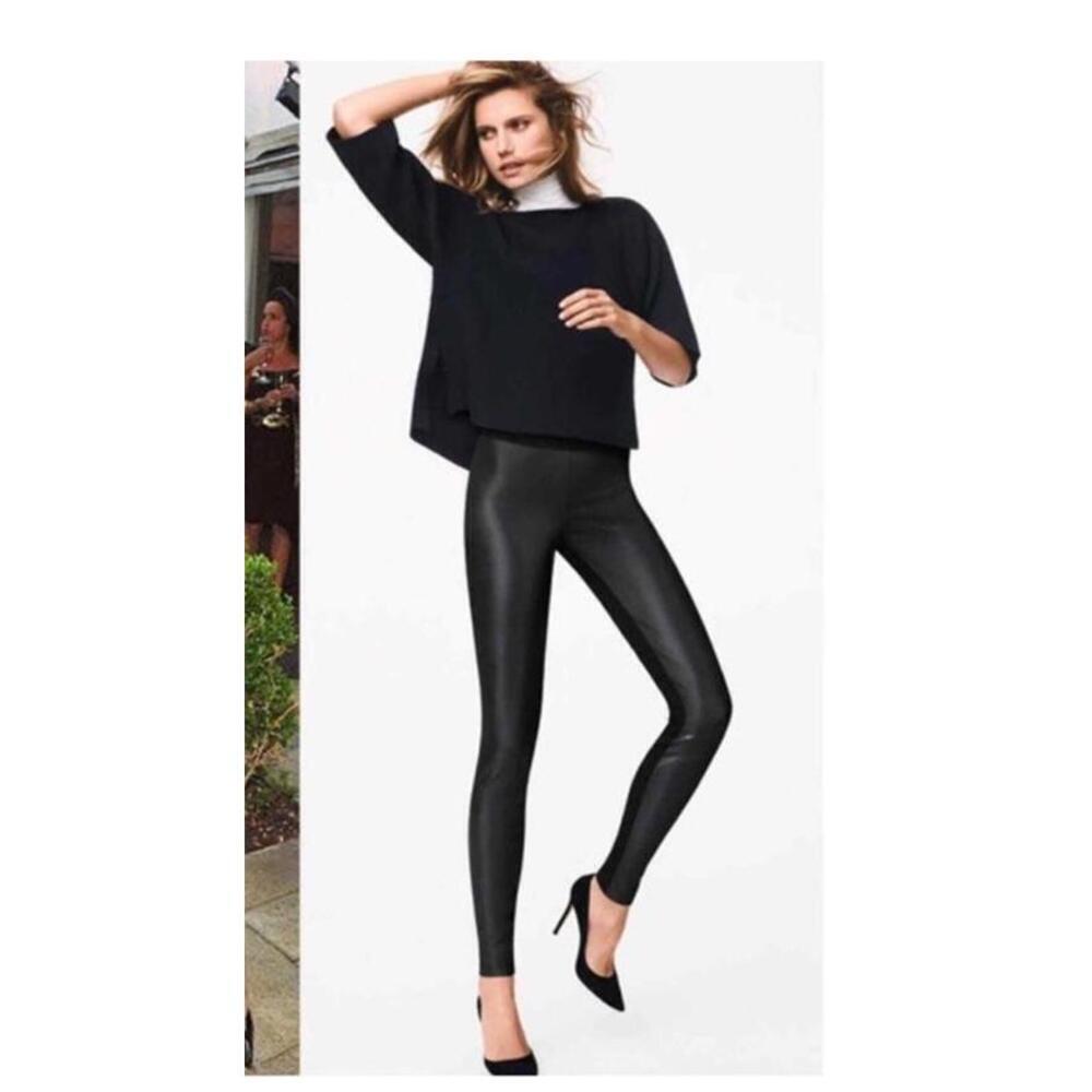 Wolford Lindsey Black Faux Leather Leggings size 8